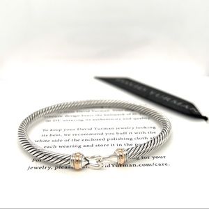 David Yurman 4 mm DY Cable Classic Buckle Bracelet Gold Size Medium Cuff Women’s